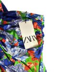 ZARA NEW  Blue Green Floral Asymmetrical One Shoulder Bloggers Fave Bodysuit Sz M Photo 4