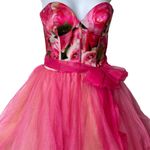 Sherri Hill Y2K VTG Bright Pink Floral Silk Tulle Tutu Prom Dress Size 4 Photo 3