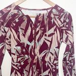 Garnet Hill  Maroon Tropical Floral Long Sleeve Rash Guard Quarter Zip Top Photo 1