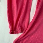 Lilly Pulitzer  size large Vibrant Pink Blouse swiss dots Ruffle Neckline Photo 4