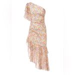 AMUR Floral One Shoulder Ruffled Silk Clayton Dress Women’s Size 4 Pink Photo 3