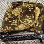 Talbots Brown/Gold Floral Tapestry Hobo Shoulder Bag Leather Strap Photo 1