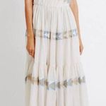 Mirth Paros Grecian Jamdani one shoulder cotton embroidered maxi dress S Blue Photo 0