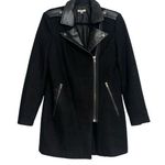 Buffalo David Bitton Wool Blend Faux Leather Black Jacket Coat XS Photo 0