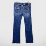 Miss Me  Dark Wash Low Rise Rhinestone Embellished Flap Pocket Bootcut Jeans Photo 3