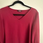 SheIn  Blouse V-Neck 3/4 Sleeve‎ Tie-Cuff Burgundy Top Size S Photo 3