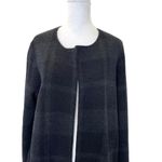 Eileen Fisher 100% Merino Wool Felted Buffalo Plaid Coat Black Grey size Small Photo 2