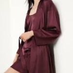 Gap Burgundy Satin Robe with tie Photo 2