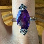 African Amethyst Marcasite Sterling Silver Ring Size 8 Photo 0