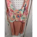 Roxy Pink Floral Tank Dress Layered Ruffle Hem Size L Photo 3