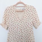 Madewell Womens Dress Size S Cream Strawberry Silk Puff Sleeve Cottage Coquette Photo 1