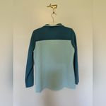 LL Bean Quilted Sweatshirt Mockneck Tunic Colorblock Turquoise Medium Petite Green Size undefined Photo 7