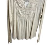 Wonderly  Beige Crochet Detail Long Sleeve Blouse Size Medium Boho Casual Top Photo 2