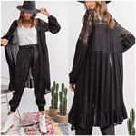 easel Gorgeous Black Long Sleeve Lace Ruffled Hem Cardigan Kimono Photo 0