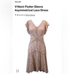 Taylor Peach V Neck Lace Asymmetric Hem Flutter Sleeve Dress Boho Fairy Ethereal Size 4 Photo 4
