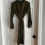 Banana Republic  Wrap Midi Dress Womens Size 2 Olive Green Tie Waist Photo 4