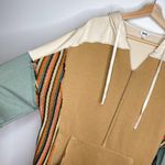 BKE Buckle Colorblock Patchwork Raw Edge Oversized Hoodie L Photo 5