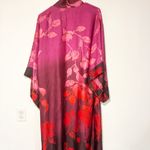 Natori Pink Red Floral Satin Sophia Multi Colored Printed Wrap Robe Size Medium Photo 5