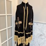 Double D Ranch Vintage Lambswool Poncho Blanket Skirt Sweater Set Small Medium Black Photo 1