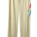 Aviator Nation Rainbow Lightning Bolt Sweatpants Joggers Cream Vintage White XL Photo 0