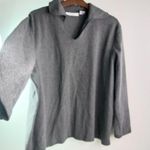 Josephine Chaus  2X Ribbed Long Sleeved Popover Top Plus in Gray Photo 6