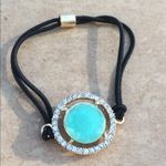 Gold Tone Crystal Turquoise Halo Hair Bracelet Blue Photo 0