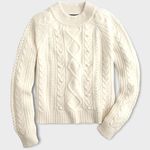 J.Crew | Medium | Cream White Pom Pom Cable Knit Sweater Lambswool Blend Photo 2