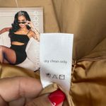 Naked Wardrobe NWT The Statement Fitted Bustier Strapless Draped Gold Dress L Photo 8