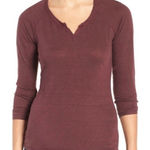 joe's jeans  burgundy linen split neck tee S Photo 0
