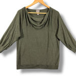 Chico's  Green Knit Cowl Neck 3/4 Length Sleeves Sweater Photo 0