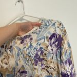 Alfred Dunner White Tan Blue Lilac Purple Floral Embellished 3/4 Sleeve Sweater Photo 5