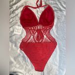 NWT hot pink crochet one piece bathing suit Size L Photo 5