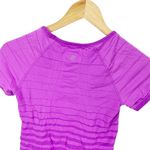 Athleta Athlete Purple Striped Fastest Track Fitted Short Sleeved T-shirt Sz S Photo 5