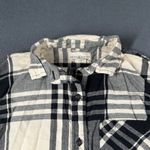 Ralph Lauren  Denim Supply Womens Small Black Ivory Plaid Flannel Boyfriend Shirt Photo 2