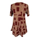 LuLaRoe  Maroon Tan Weave Print Top Blouse Small Photo 1