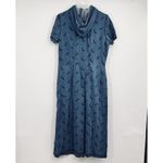 Vintage Maxi Blue Denim SS Hooded Button Shirt Dress Embroidered Size M Photo 6