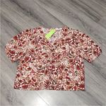 Sam Edelman NWT Vneck Puff Sleeve Dakota Chelsea Bouquet Top M Photo 2