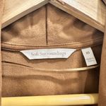 Soft Surroundings Tan Shape Drape Coastal Cowgirl Retro Boho Faux Suede Cardigan Photo 3