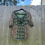 One World ‎ Women’s Petite Small Fairy Boho Printed 3/4 Sleeve Peasant Blouse Photo 1