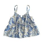 C&C California Women's linen Blue White Floral Print Tank Top Size XL Photo 0