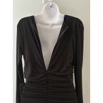 Norma Kamali  Jumpsuit Size M Black Shirred Waist V Neck Wide Leg Cocktail Party Photo 7