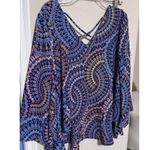 Liberty Love  Colorful blouse high low hem womens 1X oversized flowy Photo 6