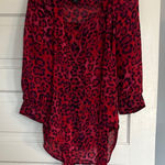 Smythe Red Leopard Print Blouse Photo 0