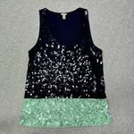 J.Crew Sequin Colorblock Tank Top Blue Green Sleeveless Style XS Photo 8
