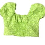 Princess Polly 231.  green floral puff sleeve crop top Sz 4 Photo 1