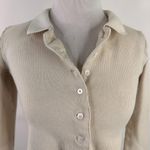 Princess Polly  Cream Ribbed Knit Button UP Color Crop Shirt Size 4 Photo 1