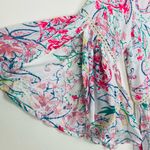 l*space L* Lilly floral bell sleeve ruffle tie front cropped swim cover top. XS Photo 2