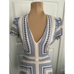 Lovers + Friends  Cassidy Mini Dress Bella Scarf Print V-Neck Blue White Sz XS Photo 4