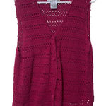 Victoria Jones Vintage  Womens Red Crochet Knit Cotton Ramie Sweater Vest Size 2X Photo 0