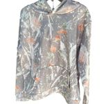 Floral Gray Hooded Sweatshirt With Kangaroo Pocket Photo 0